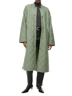 Aritzia Wilfred Pavant Quilted Long Coat Sage Green Down Alternative Women 2XS